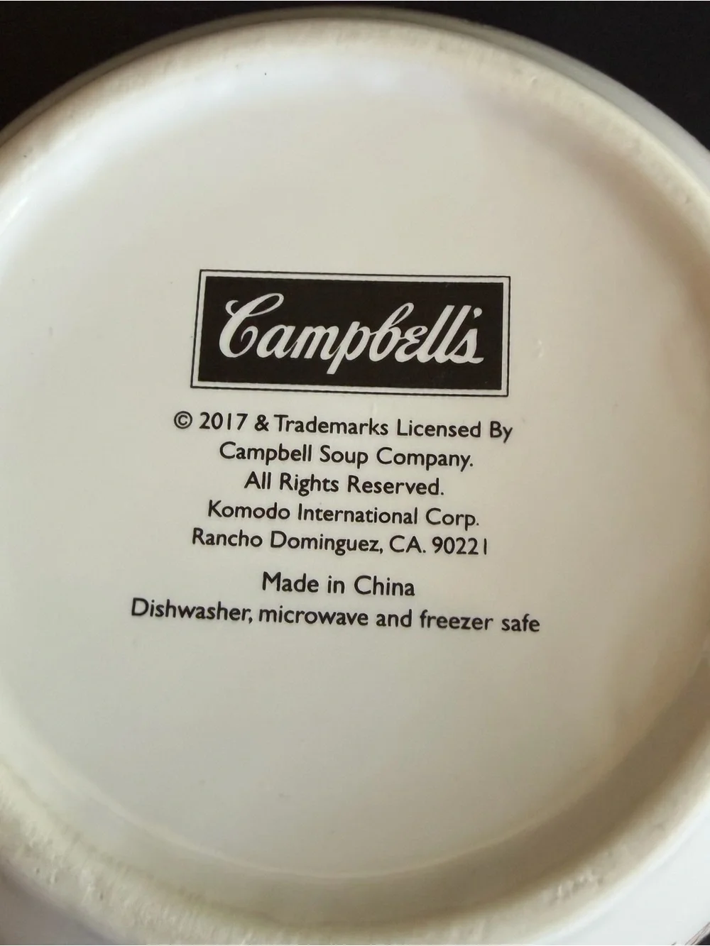 Collectible Campbell's Tomato Soup double-handled mug, Komodo Int'l Corp. 2017